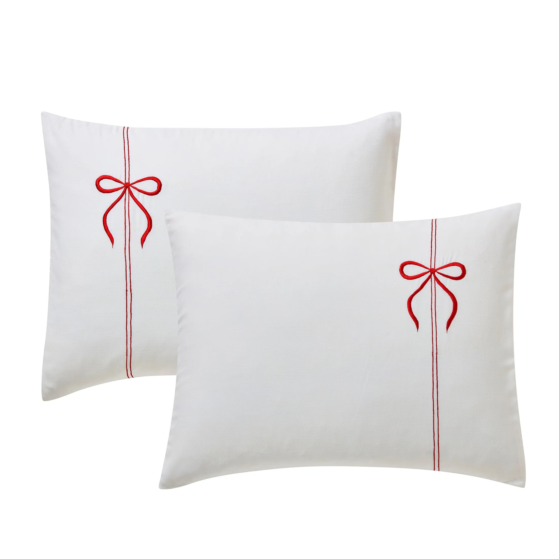 Sweet Bow Embroidered White Comforter Set – 3 Piece Elegant All-Season Bedding Set