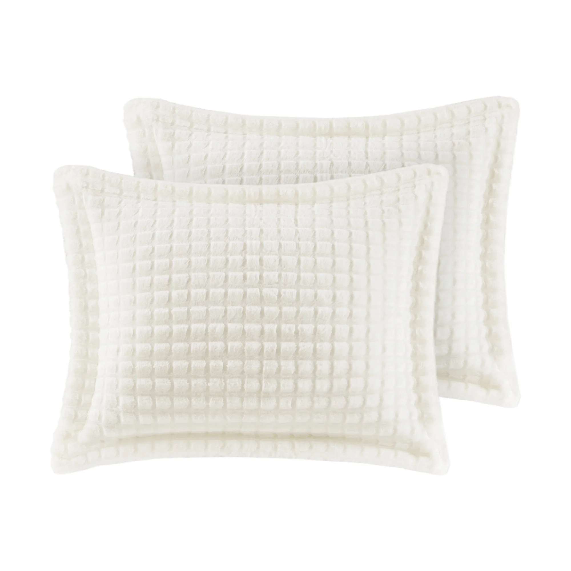 Cream Minimalist Checkered Plush Comforter – Soft Jacquard Grid Warm Quilt