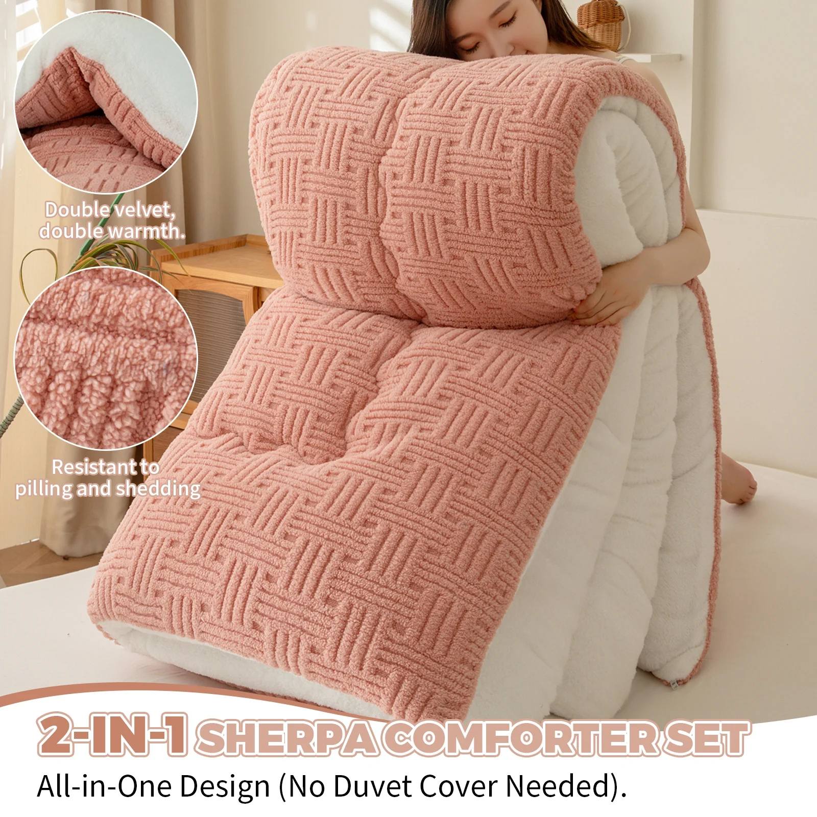 3D Jacquard Tafurong Fleece Winter Comforter – Ultra Soft Sherpa Warm Plush Quilt