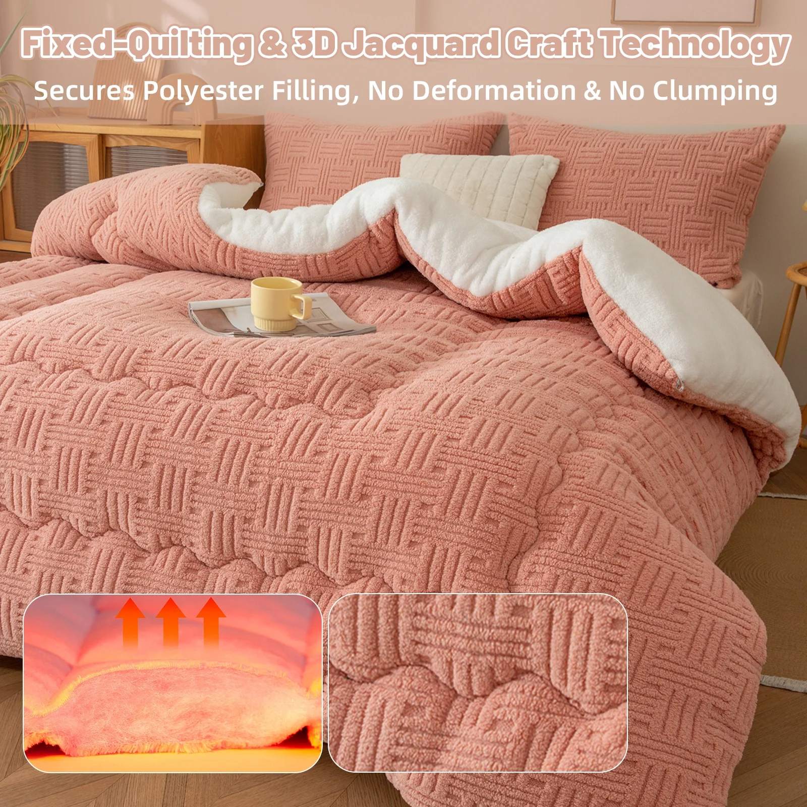 3D Jacquard Tafurong Fleece Winter Comforter – Ultra Soft Sherpa Warm Plush Quilt
