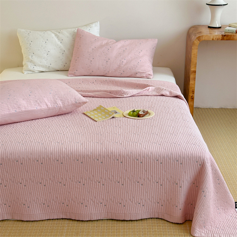 Tencel Modal Quilted Bedspread Set, Embroidered Star Pattern Coverlet 3-Piece Set with Cotton Filling, Soft All-Season Bedding