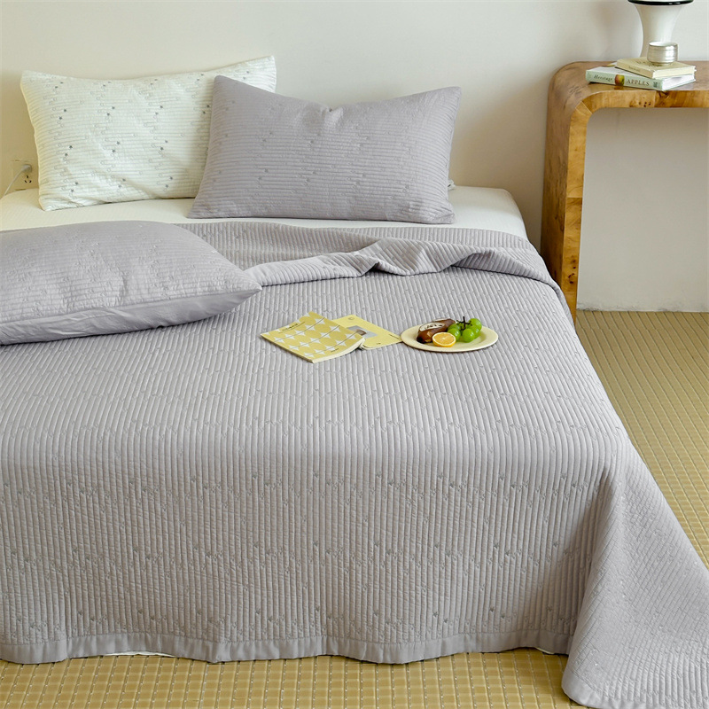 Tencel Modal Quilted Bedspread Set, Embroidered Star Pattern Coverlet 3-Piece Set with Cotton Filling, Soft All-Season Bedding