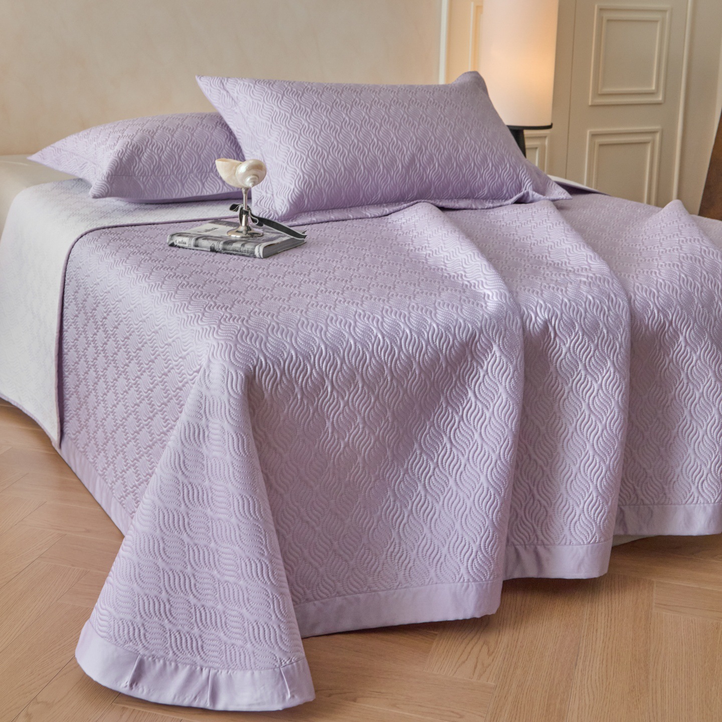 Tencel Quilted Bedspread Set, Cooling Soft Coverlet 3-Piece Set with Fiber Filling, Lightweight All-Season Bedding for Bed and Sofa