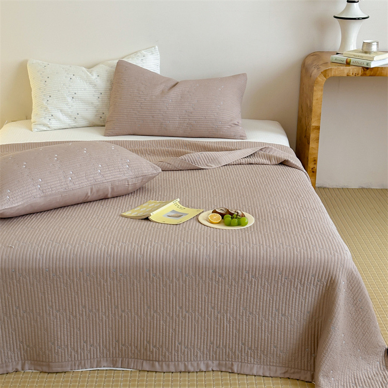 Tencel Modal Quilted Bedspread Set, Embroidered Star Pattern Coverlet 3-Piece Set with Cotton Filling, Soft All-Season Bedding