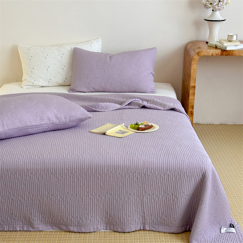 Tencel Modal Quilted Bedspread Set, Embroidered Star Pattern Coverlet 3-Piece Set with Cotton Filling, Soft All-Season Bedding