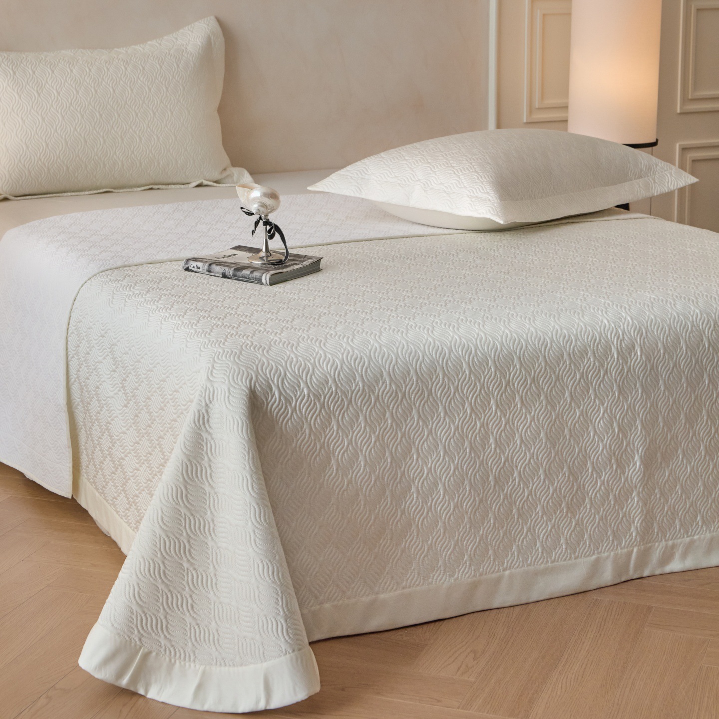 Tencel Quilted Bedspread Set, Cooling Soft Coverlet 3-Piece Set with Fiber Filling, Lightweight All-Season Bedding for Bed and Sofa