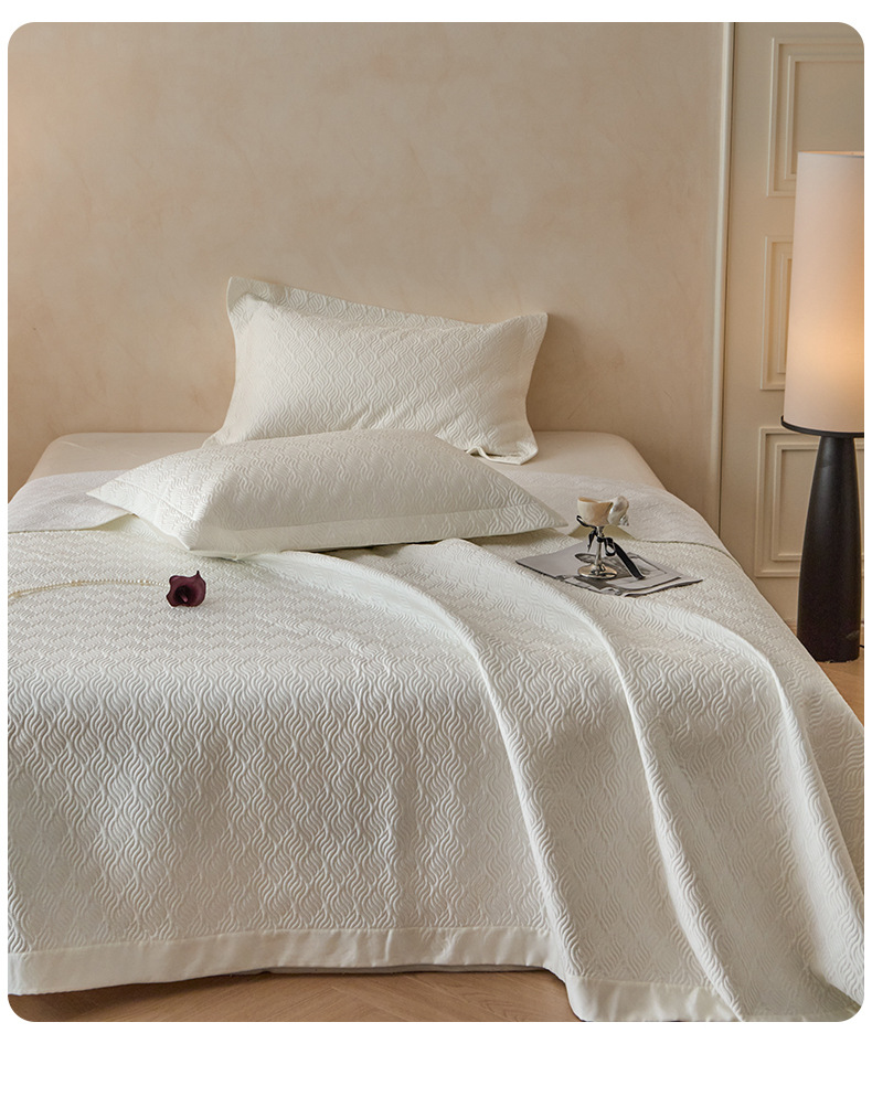 Tencel Quilted Bedspread Set, Cooling Soft Coverlet 3-Piece Set with Fiber Filling, Lightweight All-Season Bedding for Bed and Sofa