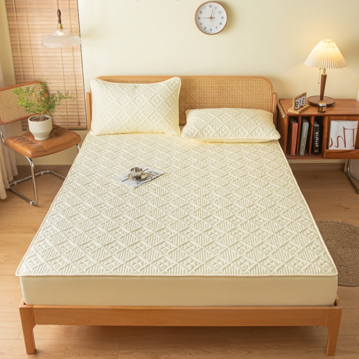 Washed Microfiber Quilted Mattress Protector with 360° Elastic Fit