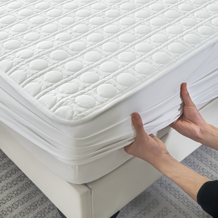 Pure Cotton Quilted Mattress Protector with Deep Pocket & 360° Elastic Fit
