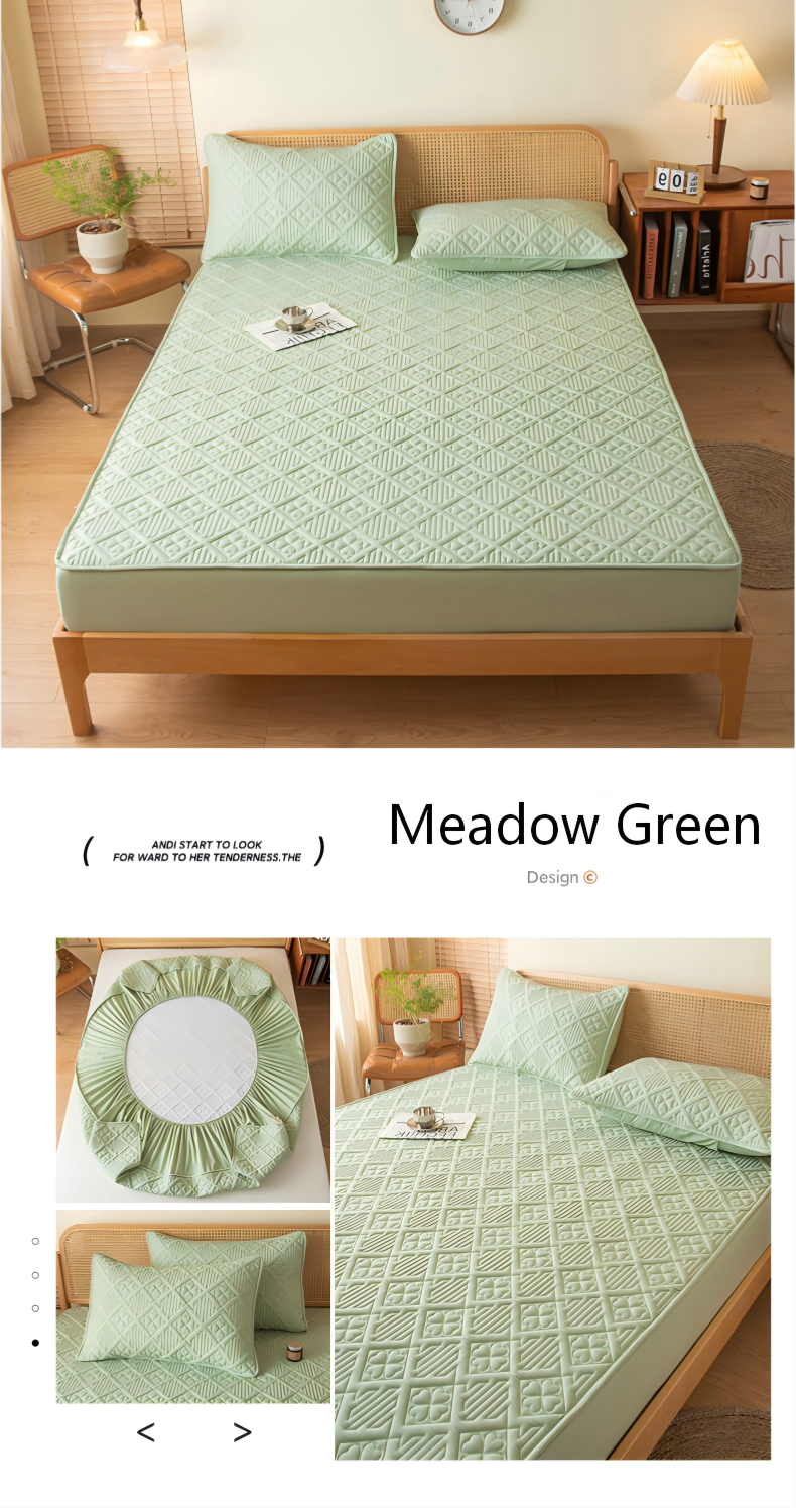 Washed Microfiber Quilted Mattress Protector with 360° Elastic Fit