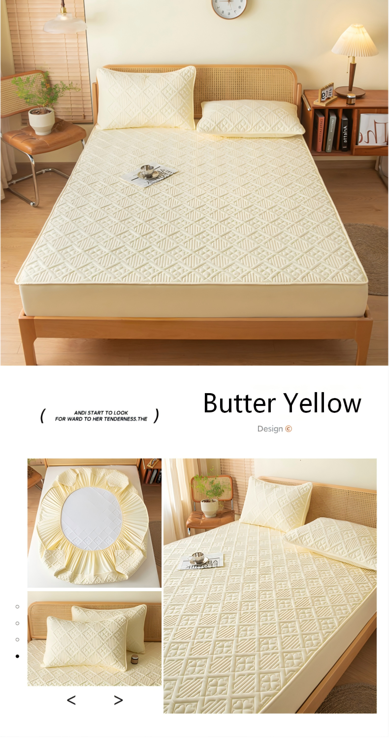 Washed Microfiber Quilted Mattress Protector with 360° Elastic Fit