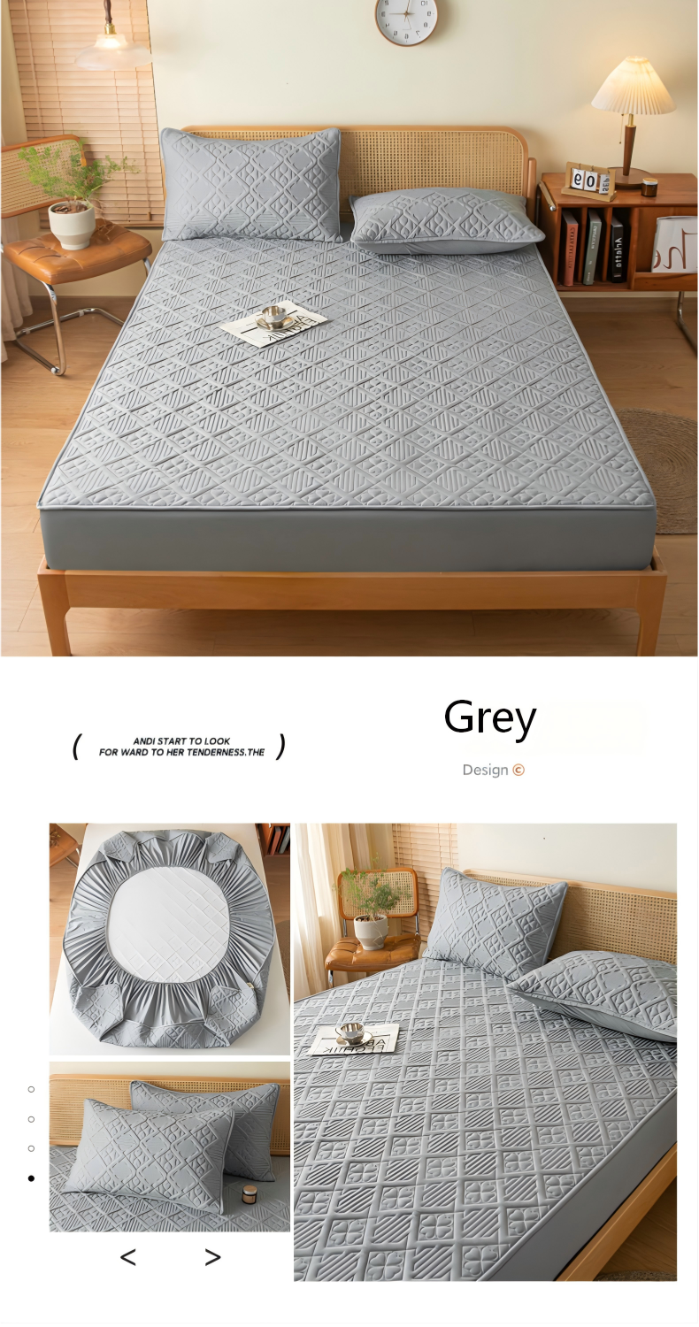 Washed Microfiber Quilted Mattress Protector with 360° Elastic Fit