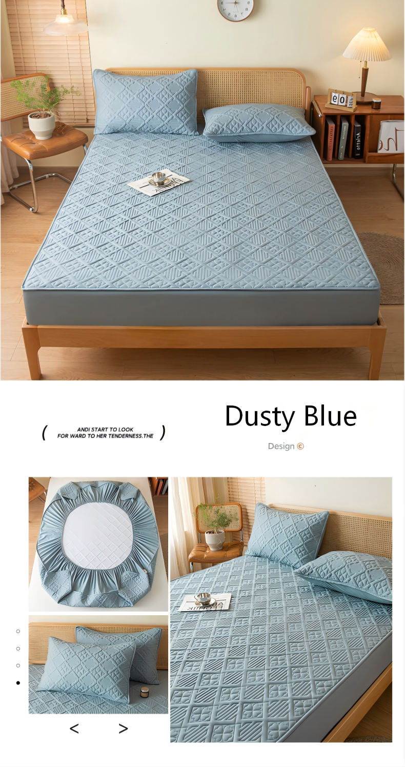 Washed Microfiber Quilted Mattress Protector with 360° Elastic Fit