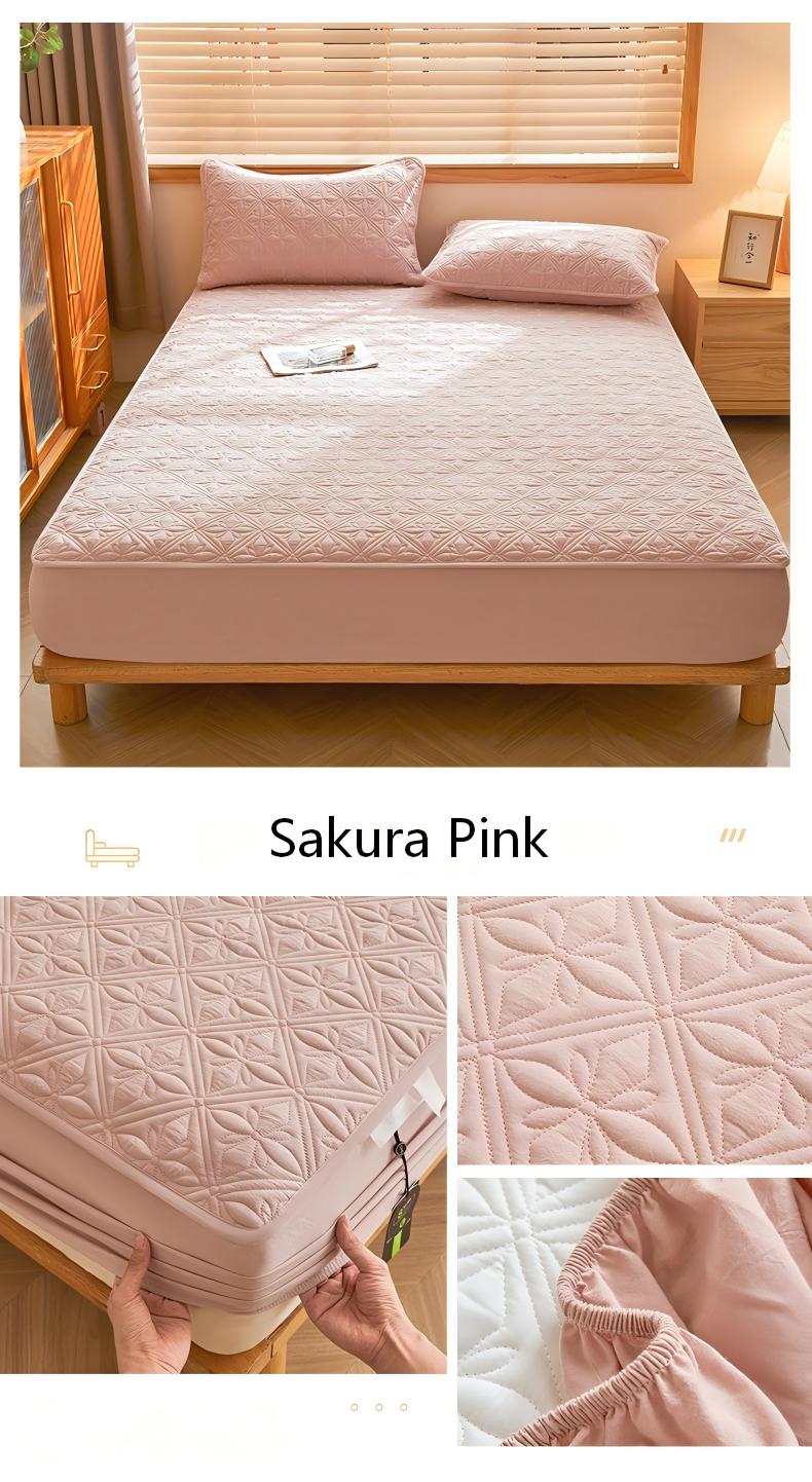 Washed Yarn-Dyed Cotton Quilted Mattress Protector with Deep Pocket & 360° Elastic Fit