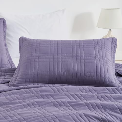Brushed Microfiber Geometric Quilted Bedspread Set (3-Piece)