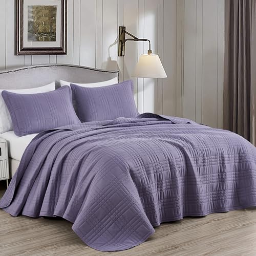 Brushed Microfiber Geometric Quilted Bedspread Set (3-Piece)