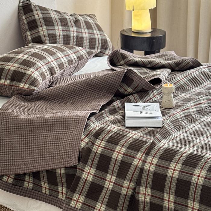 Reversible Yarn-Dyed Cotton Washed Bedspread Set (3-Piece) with Quilted Filling