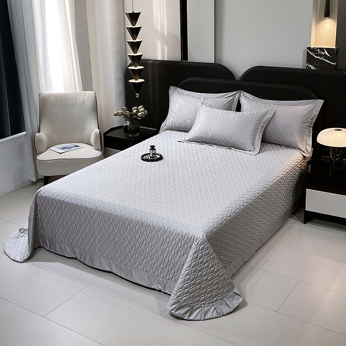 Pure Cotton Jacquard Quilted Bedspread Set (4-Piece) with Premium Filling