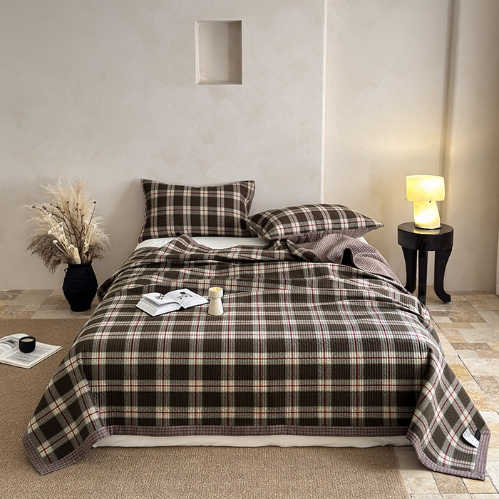 Reversible Yarn-Dyed Cotton Washed Bedspread Set (3-Piece) with Quilted Filling