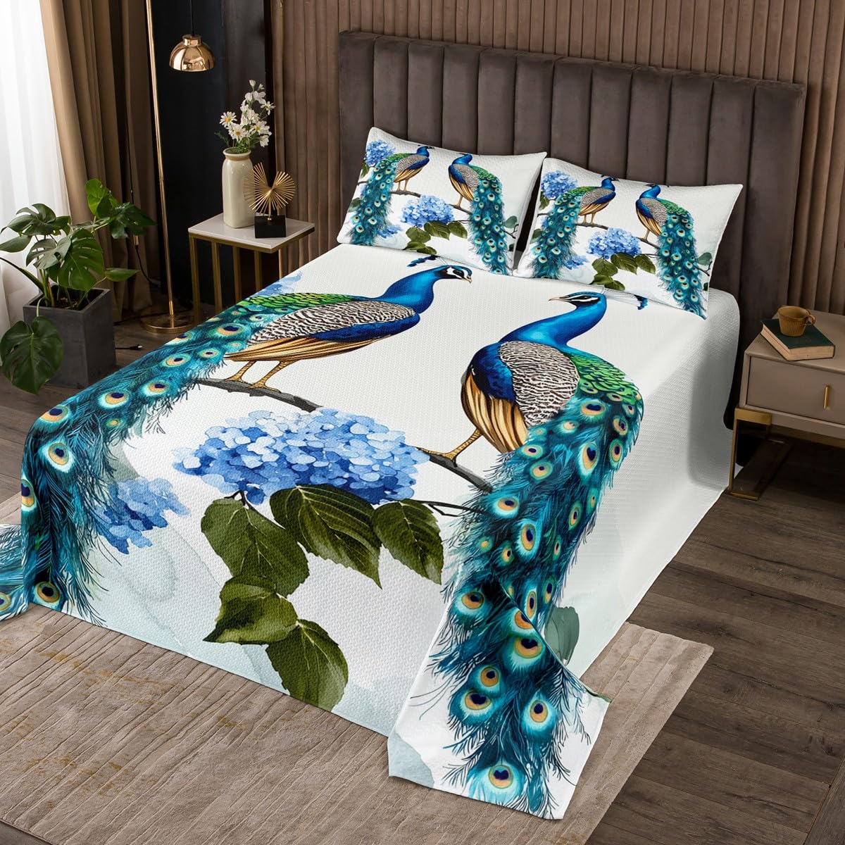 3-Piece Tie-Dye Rainbow Quilted Bedcover Set with Colorful Swirl Pattern and Pillow Shams