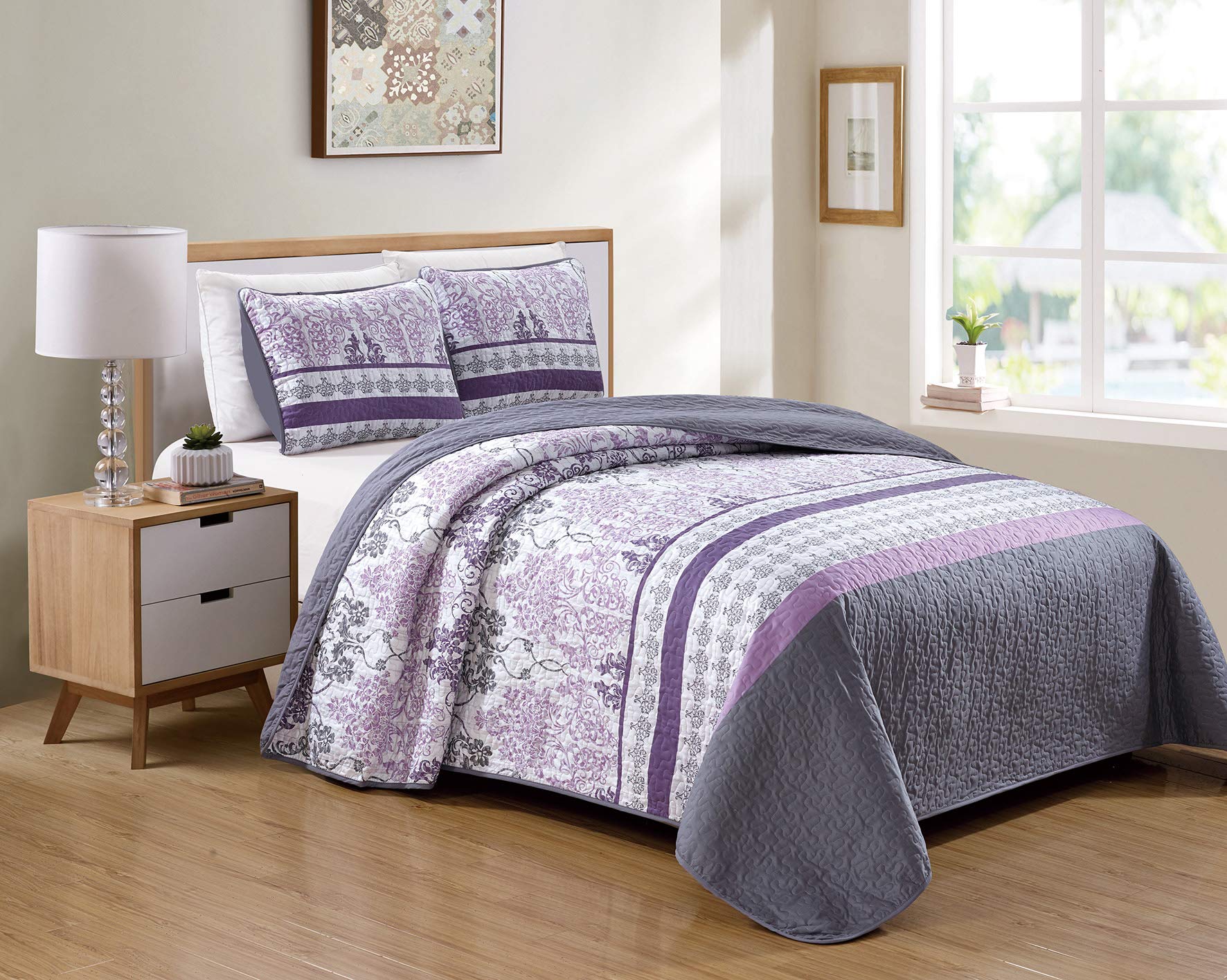 3-Piece Animal Print Patchwork Quilted Bedcover Set with Zebra and Leopard Pattern and Shams