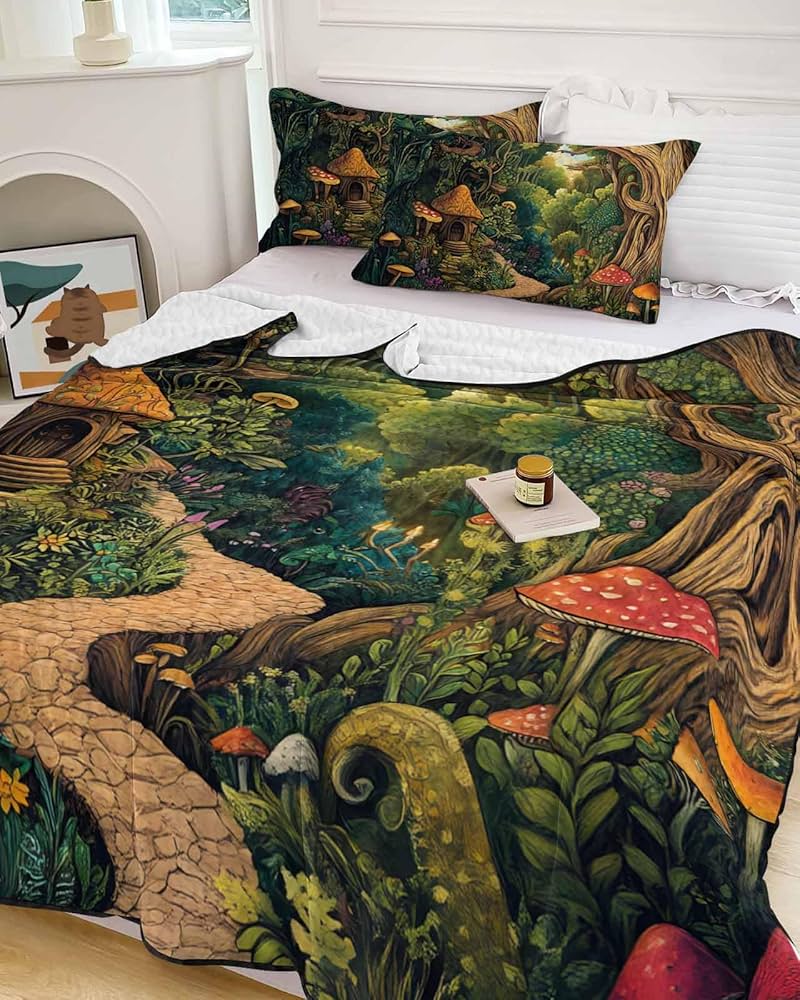 3-Piece Space Planet Quilted Bedcover Set for Kids with Galaxy Design and Matching Shams