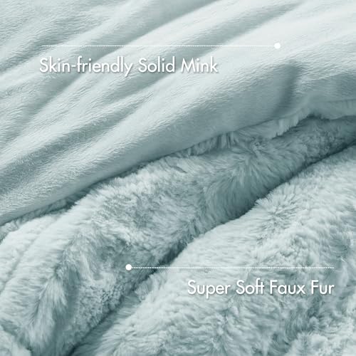 Faux Fur Duvet Cover Set, Ultra-Soft Plush Bedding Set with Ribbed Texture, Cozy Luxury Comforter Cover Set