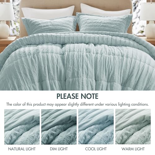 Faux Fur Duvet Cover Set, Ultra-Soft Plush Bedding Set with Ribbed Texture, Cozy Luxury Comforter Cover Set