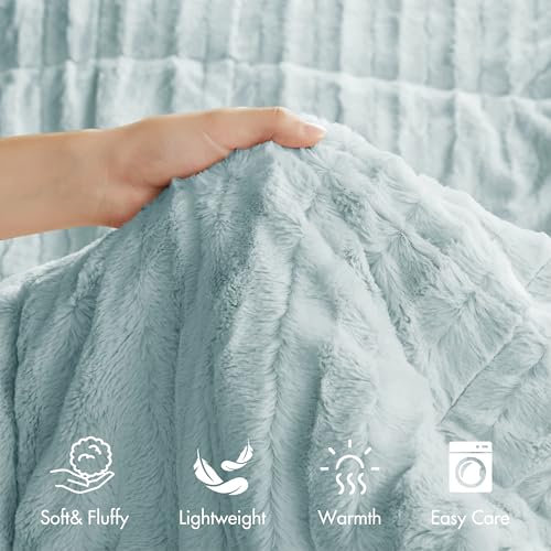 Faux Fur Duvet Cover Set, Ultra-Soft Plush Bedding Set with Ribbed Texture, Cozy Luxury Comforter Cover Set