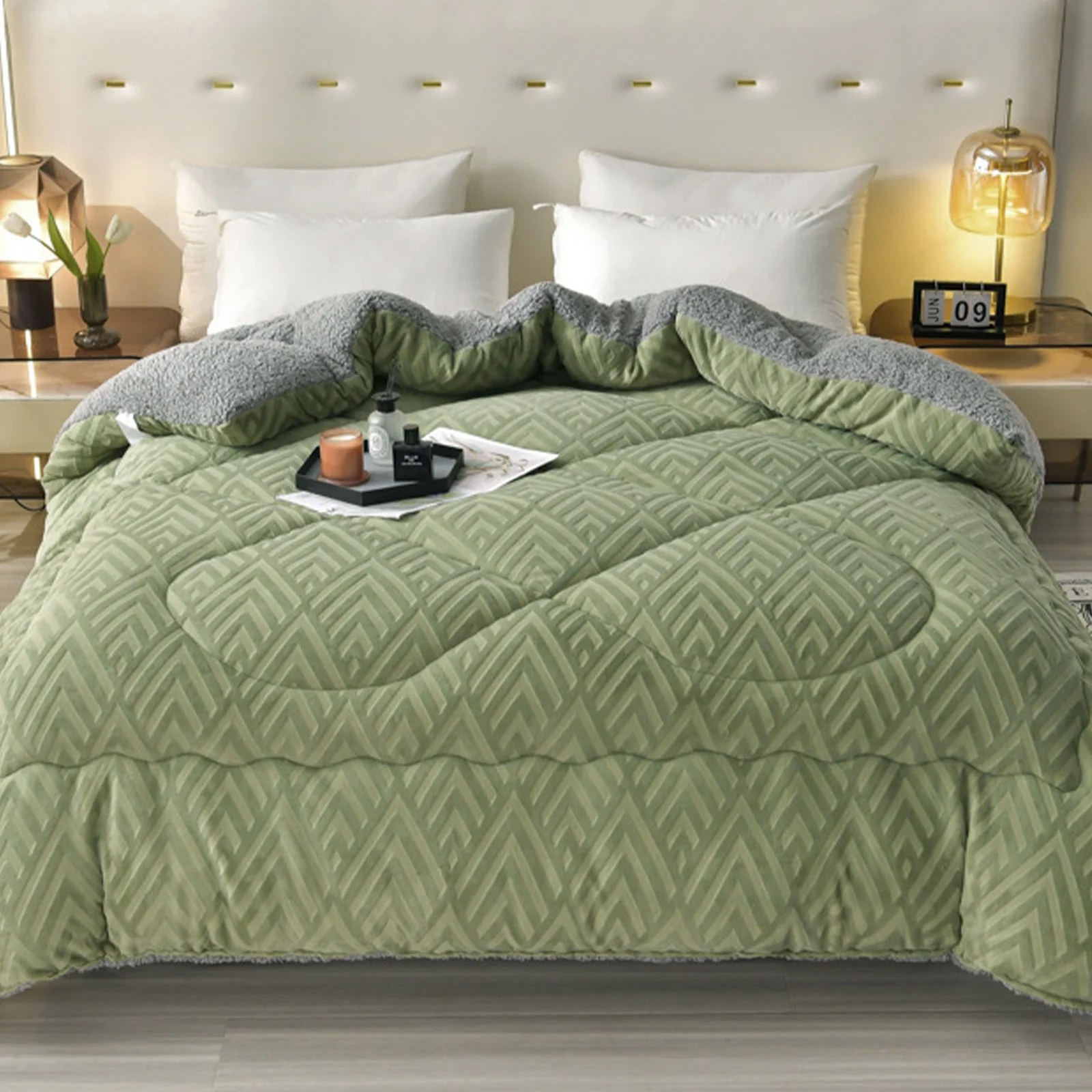 Sherpa Reversible Comforter with 3D Geometric Design