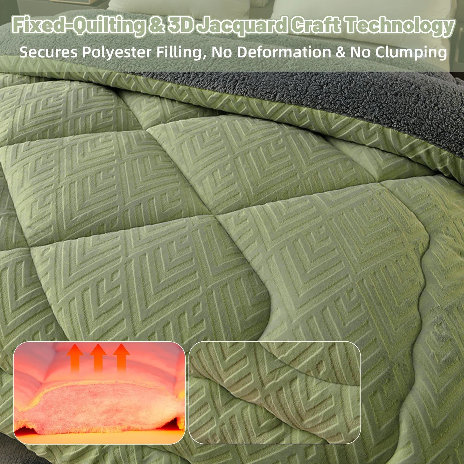 Sherpa Reversible Comforter with 3D Geometric Design