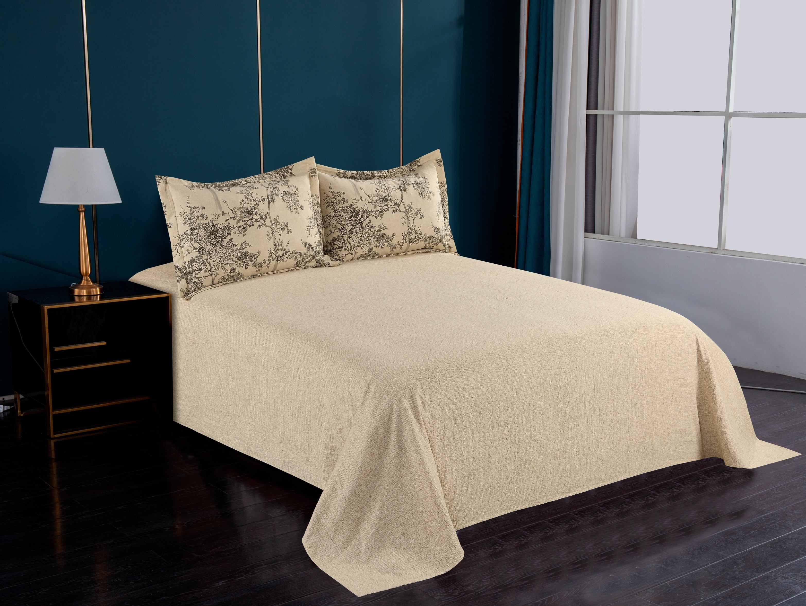 Polyester Faux Linen 3-Piece Bedding Sheet Set | Bed Sheet & 2 Pillowcases
