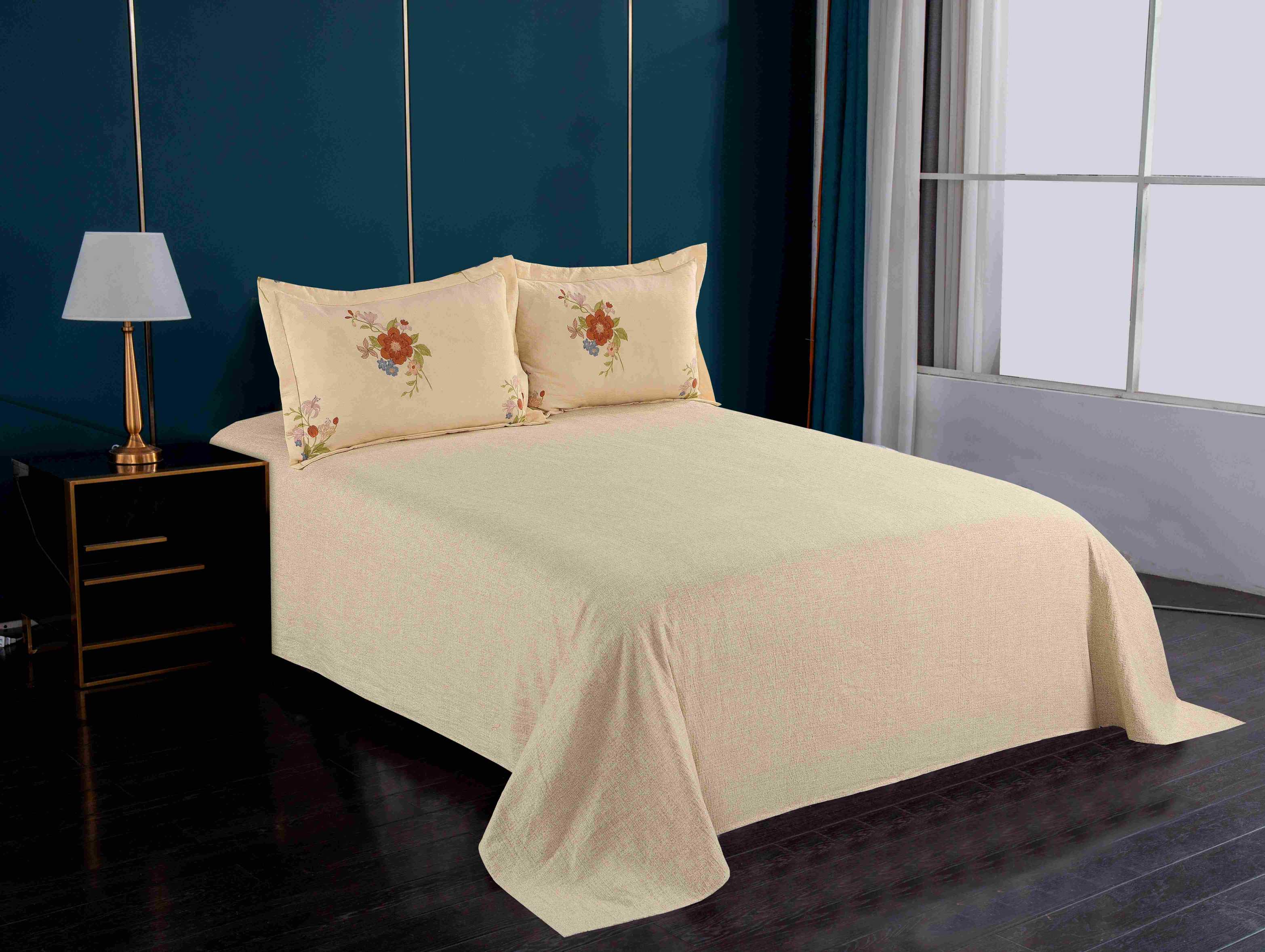 Polyester Faux Linen 3-Piece Bedding Sheet Set | Bed Sheet & 2 Pillowcases