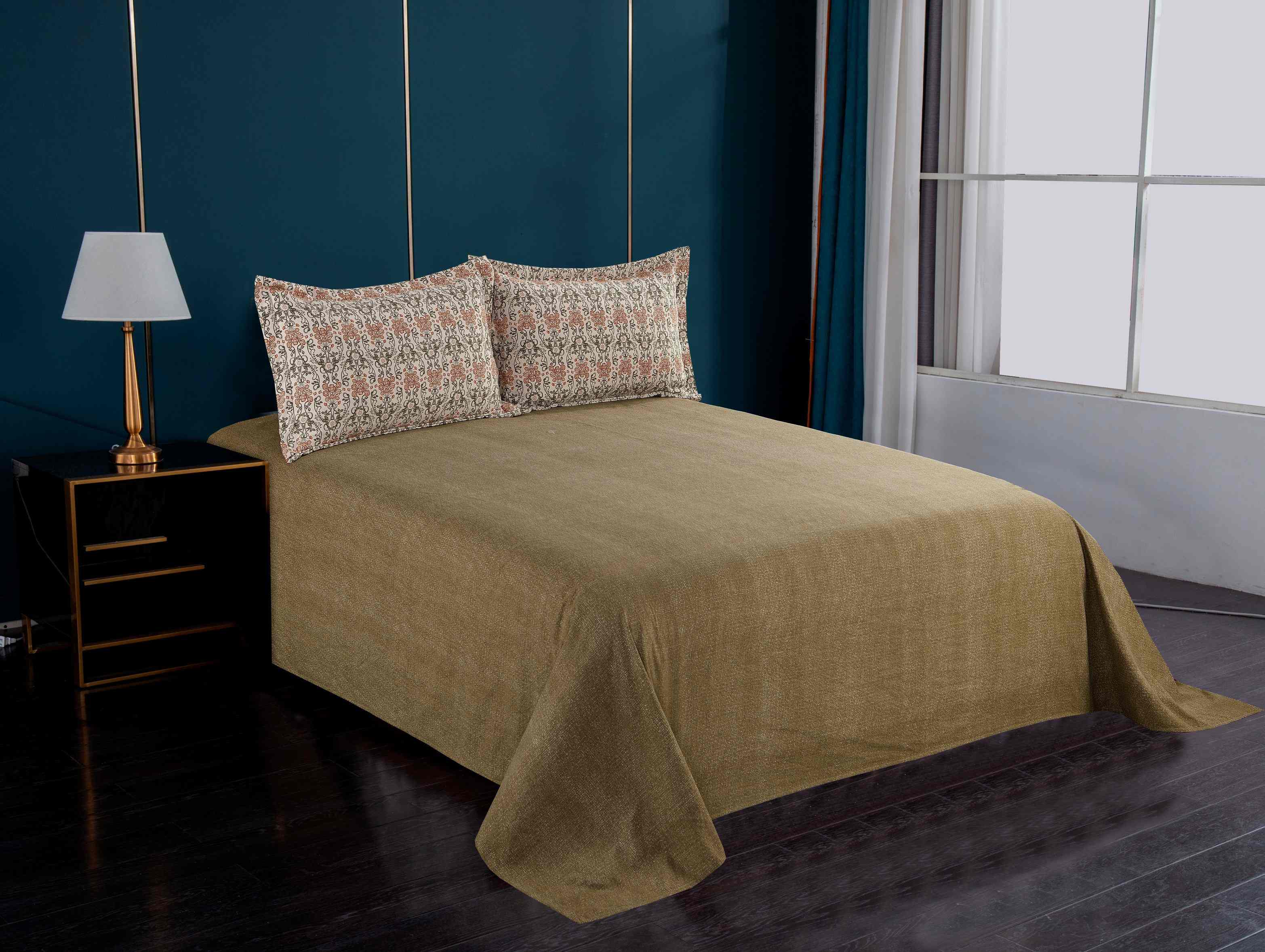 Polyester Faux Linen 3-Piece Bedding Sheet Set | Bed Sheet & 2 Pillowcases