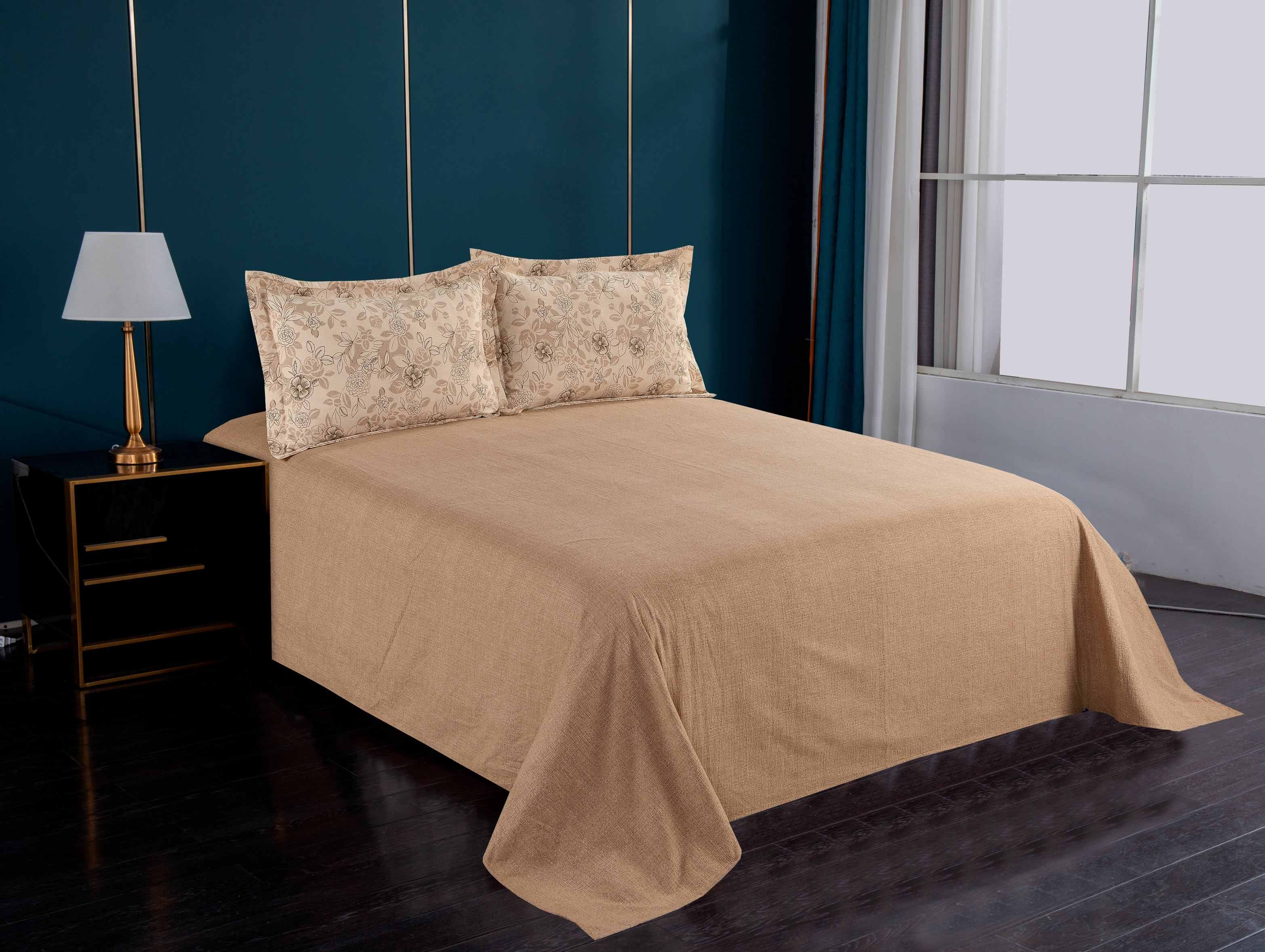 Polyester Faux Linen 3-Piece Bedding Sheet Set | Bed Sheet & 2 Pillowcases
